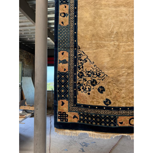 12 X 9 Antique Chinese Art Deco Chinoiserie Peking Rug Geometric Medallion For Sale In San Diego - Image 6 of 15