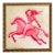 Original Red Mythological Warrior on Horse Painting by Tatiana Duperault, 12" Square, Gold Framed For Sale