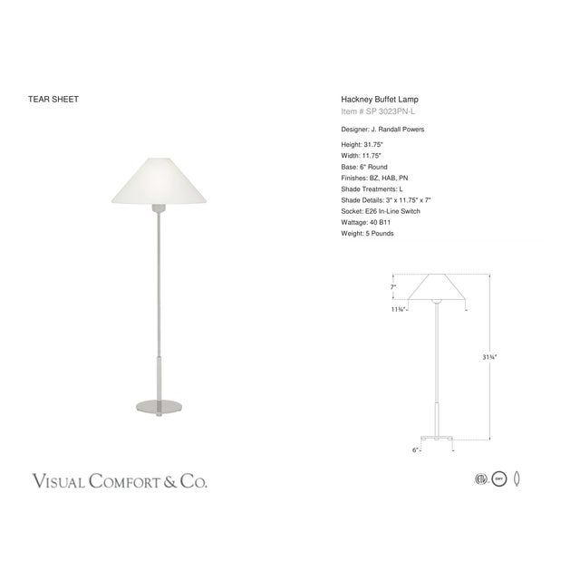 J. Randall Powers by Visual Comfort Signature Hackney Buffet Lamp in Polished Nickel with Linen Shade Designer: J. Randall...