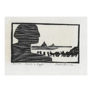 1966 Irwin Rosenhouse Israel in Egypt Woodcut