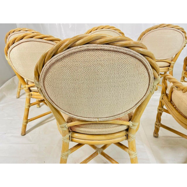 Vintage McGuire Bamboo Oval Dining Table With Six Matching Chairs, San Francisco For Sale - Image 10 of 18