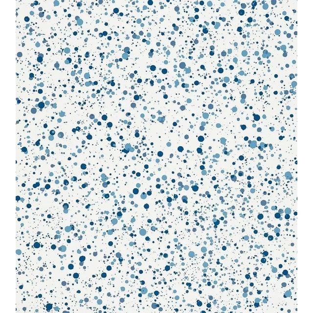 Sample - Hinson for The House of Scalamandré Spatter Wallcovering, Navy on White For Sale