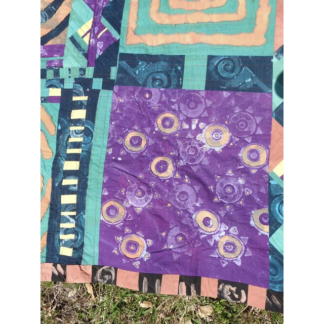 Vintage Artist Made Abstract Art Quilt For Sale - Image 9 of 11