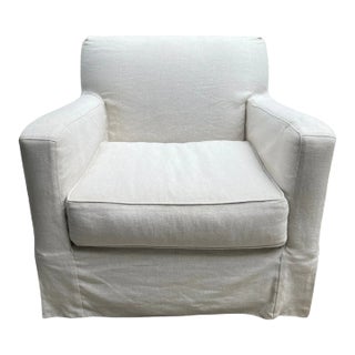 Lounge Chair With Custom Linen Cover For Sale