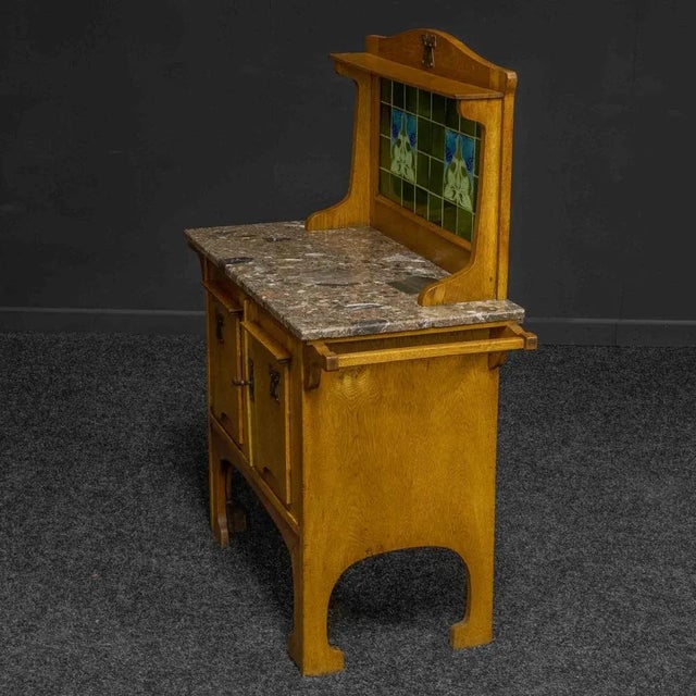 Brown Arts and Crafts Oak Washstand For Sale - Image 8 of 15