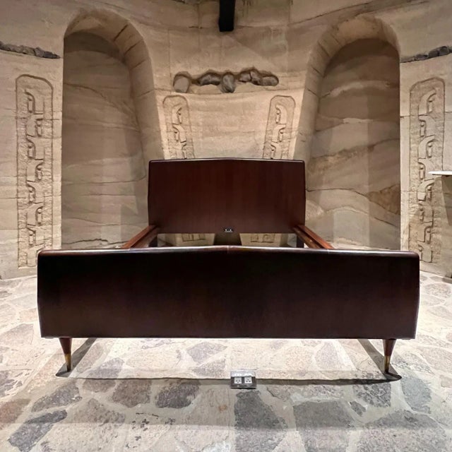 1950s Modern Queen Bed Italian Sapele + Bronze Osvaldo Borsani Italy For Sale - Image 13 of 13