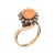 Stylish vintage coral ring (circa 1880s to 1900s) crafted in 14 karat yellow gold. Cabochon cut coral measures 9mm,...
