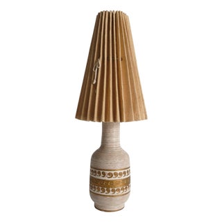 White and Gold Ceramic Table Lamp by Fratelli Fanciulacci, 1970s For Sale