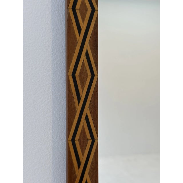 Vintage Parquetry Framed Mirror With Corner Stud Details, Circa 1940s For Sale - Image 13 of 13