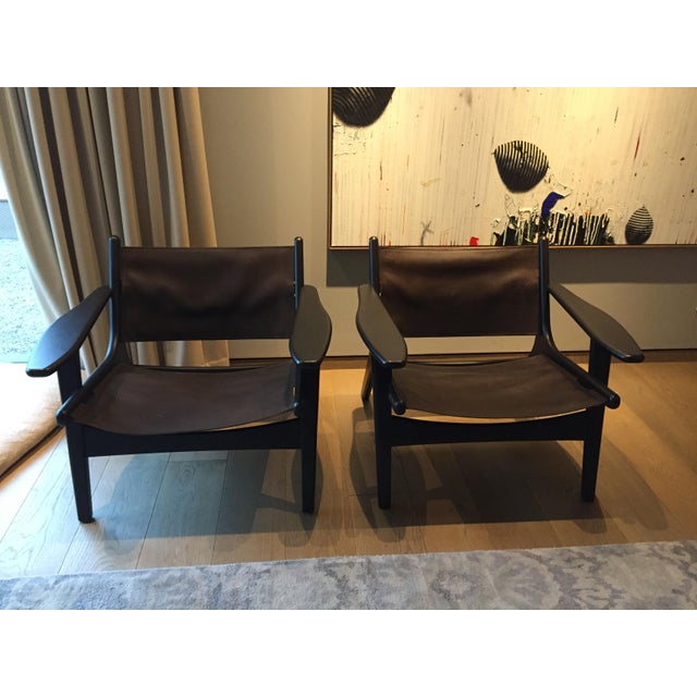 Room Board Lars Leather Lounge Chairs A Pair Chairish
