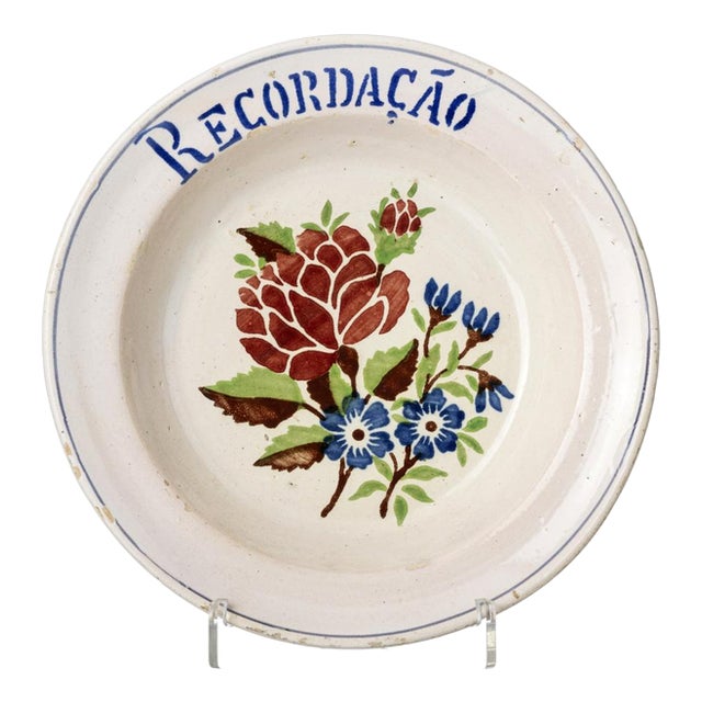 Earthenware Talking Plate from Coimbra / Alcobaça For Sale