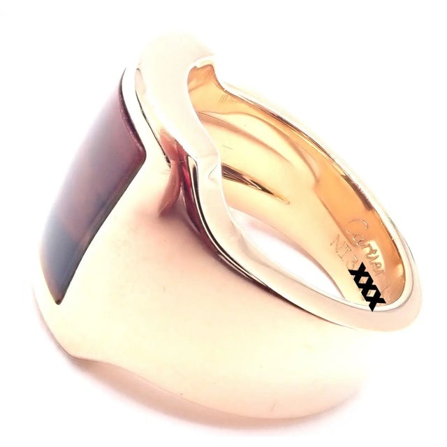Contemporary Cartier Santos Dumont Bull's Eye Quartz Rose Gold Ring, Size 7.25 For Sale - Image 3 of 10