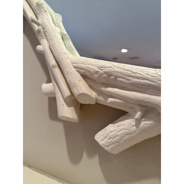Sculpture Materials Vintage White Plaster Faux Bois Twig Frame Mirror For Sale - Image 7 of 7