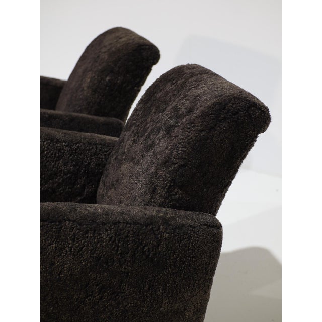 Wood Danish Chairs in Sheepskin Leather, 1940s For Sale - Image 7 of 14