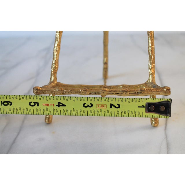 Metal Vintage Faux Bamboo Brass Tabletop Display Easel For Sale - Image 7 of 10