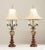 High Quality Vintage Set of Table Lamps, Brass and Solid Wood Candelabra Style with a Pull Chain, Finial and Felted...