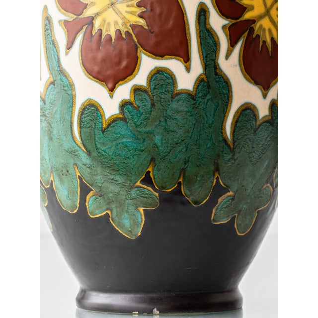 Art Deco Dutch Gouda Pottery Table Lamps with Silk Lampshade, 1920s, Set of 2 For Sale - Image 9 of 15