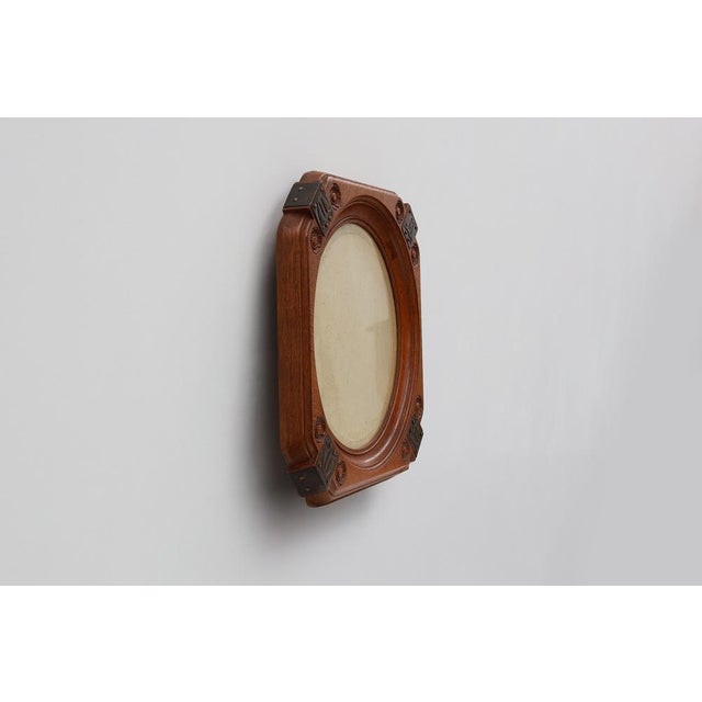 Brown Art Nouveau Oak Photo Frame with Copper Decorations by Geo Verbanck, 1890s For Sale - Image 8 of 11