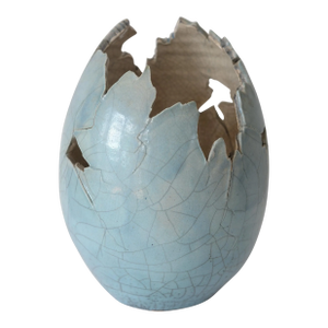 Vintage Paul Fleming Ceramic Cracked Egg Sculpture