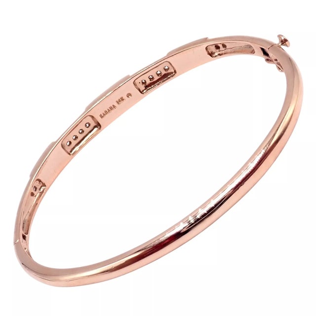 Kabana Rose Gold Diamond Mother of Pearl Bangle Bracelet For Sale - Image 9 of 11