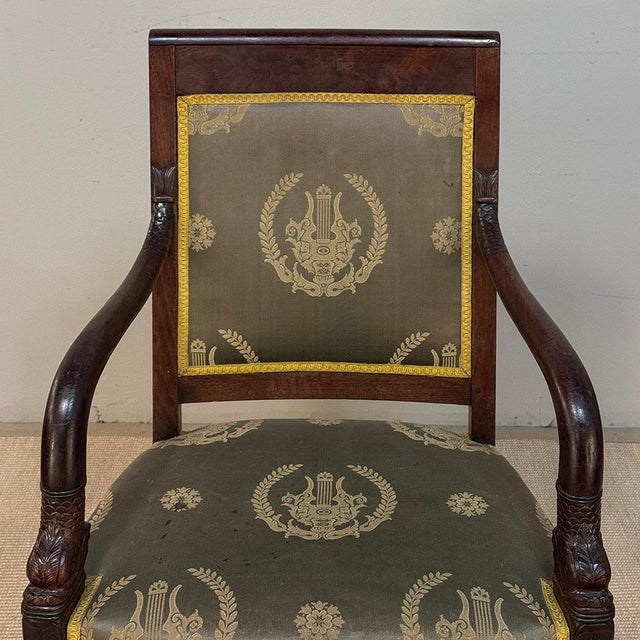 Pair 19th Century French Empire Period Mahogany Armchairs ~ Fauteuils For Sale - Image 9 of 17