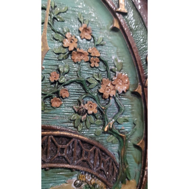 1930s Lux Clock Mfg. Co. - Blossom Time Clock Mantle/Shelf - Syrocowood - Polychrome Art Deco DTD Sept. 10, 1930 Untested For Sale - Image 5 of 12