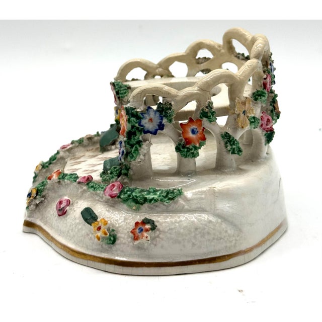 Staffordshire 19th-Century Staffordshire Porcelain Floral Garden Bower With Gilt Steps For Sale - Image 4 of 8