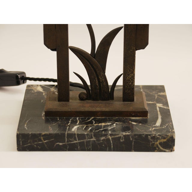 Art Deco Marble and Wrought Iron Table Lamp, 1920s For Sale - Image 12 of 14