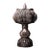 Vintage Solid Copper Lotus Censer, High Relief Carved & Silver Washed Stemmed Incense Burner For Sale