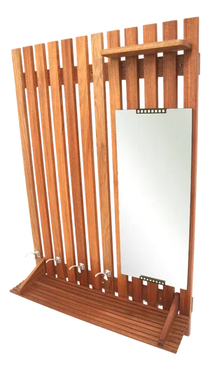 Large Vintage Coat Rack with Mirror and Rack Made of Teak Wood, 1960s