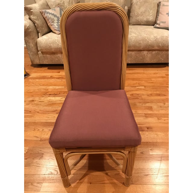 Transitional 1980s McGuire Style Haystack Dining Table & 4 Chairs For Sale - Image 3 of 6