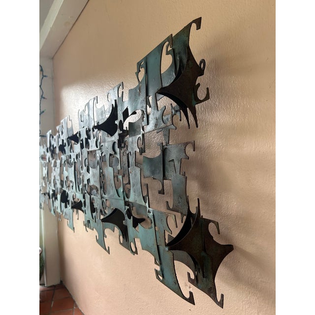 Metal Mark Weinstein Multidimensional Brutalist Metal Wall Sculpture For Sale - Image 7 of 12
