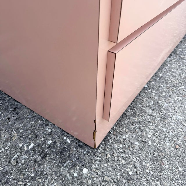 Wood Postmodern Pink Gloss Laminate Waterfall Dresser For Sale - Image 7 of 12