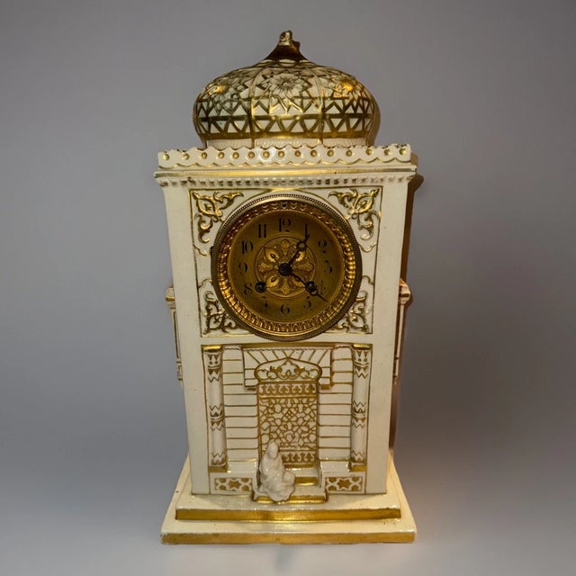 19th Century French Orientalist Porcelain Clock For Sale - Image 4 of 11