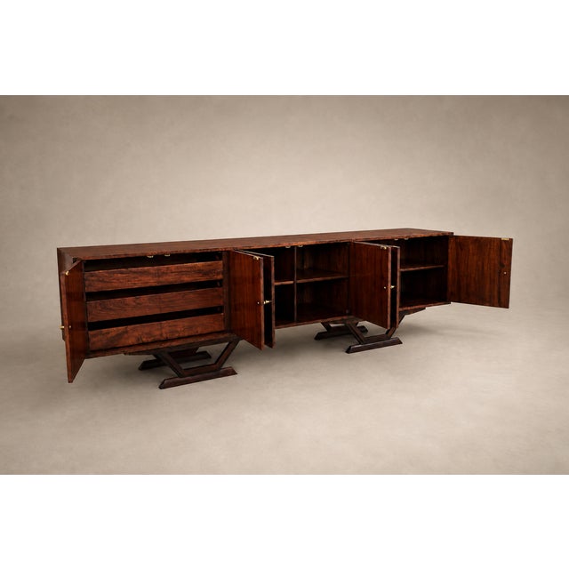 Monumental Brazilian Rosewood Credenza With Geometric Veneer Work by Móveis Teperman, 1950s For Sale In New York - Image 6 of 18