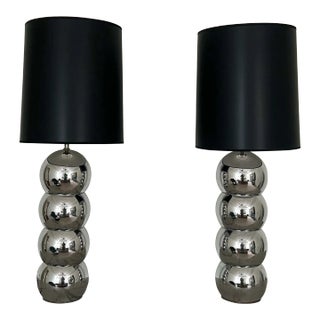 1970s George Kovacs Stacked Chrome Globes Lamps - a Pair For Sale