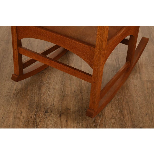Stickley Mission Collection Harvey Ellis Oak Rocking Chair For Sale In Philadelphia - Image 6 of 18