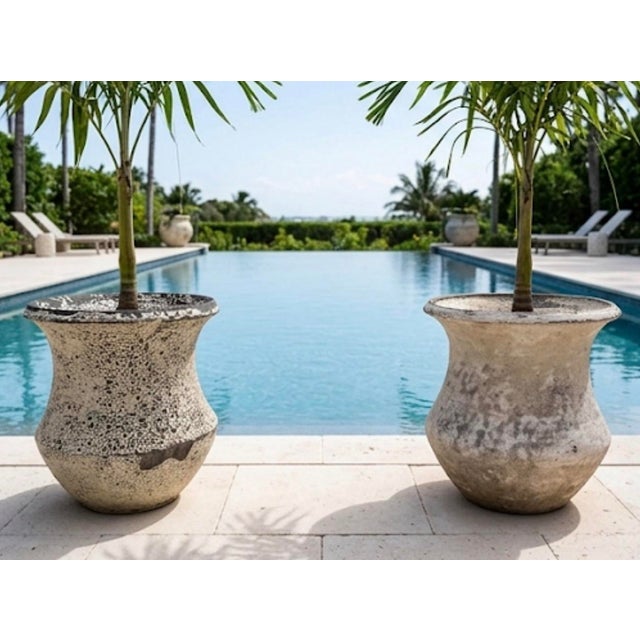 Pair of Vintage Faux-Stone Chipped Resin Garden Planters For Sale - Image 12 of 12