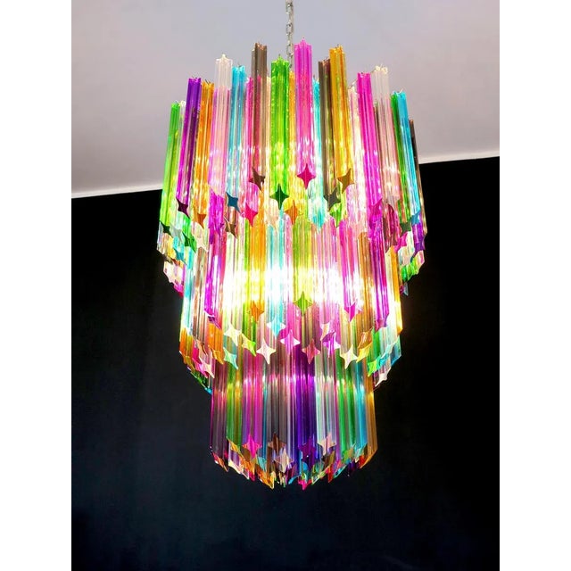 Large Multi Colored Murano Glass Chandelier, 1982 For Sale - Image 9 of 12