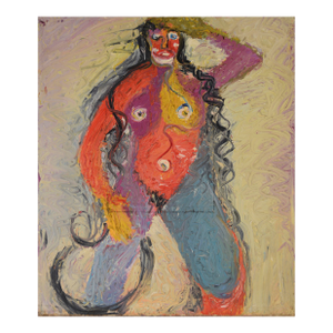 Vintage Abstract Expressionist Nude Figurative - Heavily Textured Oil by Harald Dry Schmidt