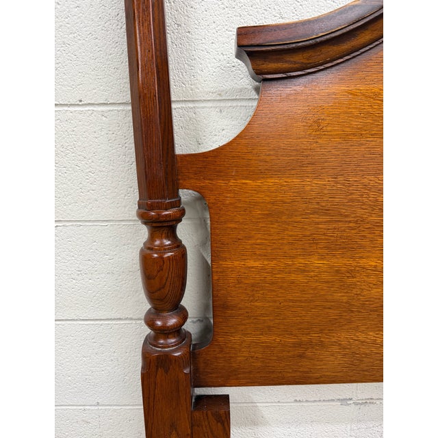 Brown Vintage Convertible Queen or Full Size Colonial Revival Oak Four Poster Bed For Sale - Image 8 of 13