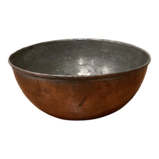 Vintage Early 20th Century Handmade Hammered Copper Inside Silvered Bowl For Sale