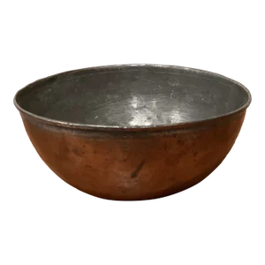 Vintage Early 20th Century Handmade Hammered Copper Inside Silvered Bowl