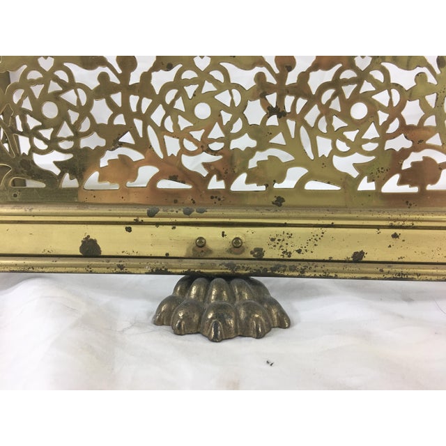 Art Deco Brass Art Nouveau Fender With Roses and Thistles For Sale - Image 3 of 7