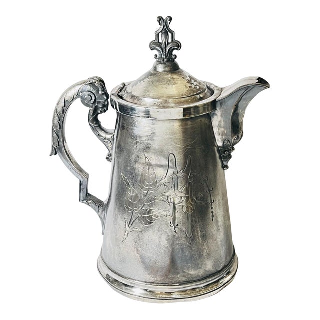 Antique Wilcox Silver Co. Ceramic Lined Silver Pitcher-Circa 1880 For Sale