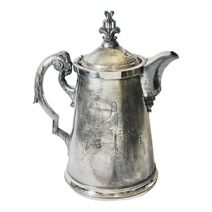 Antique Wilcox Silver Co. Ceramic Lined Silver Pitcher-Circa 1880