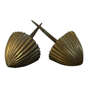 1800 Antique French Empire Directoire Brass Drapery Tie backs with Iron Mounts - A Pair