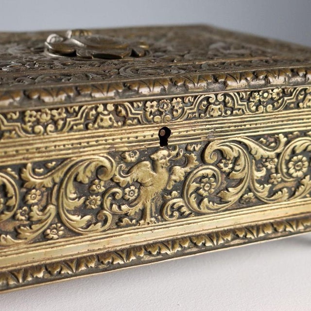 Vintage Chiseled Bronze Chest For Sale - Image 3 of 11