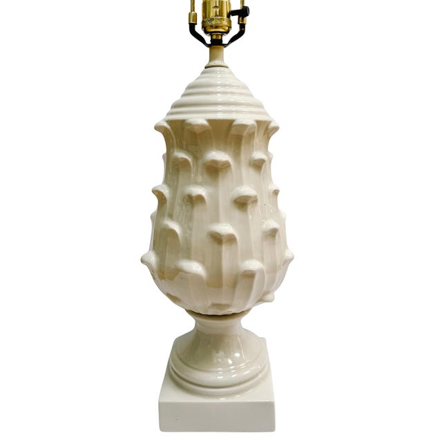 1960s 1960s Palm Beach Regency Italian Porcelain Artichoke Table Lamps - A Pair For Sale - Image 5 of 16