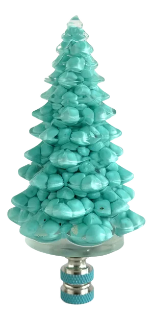 Turquoise Christmas Tree Lamp Finial on Chrome Hardware